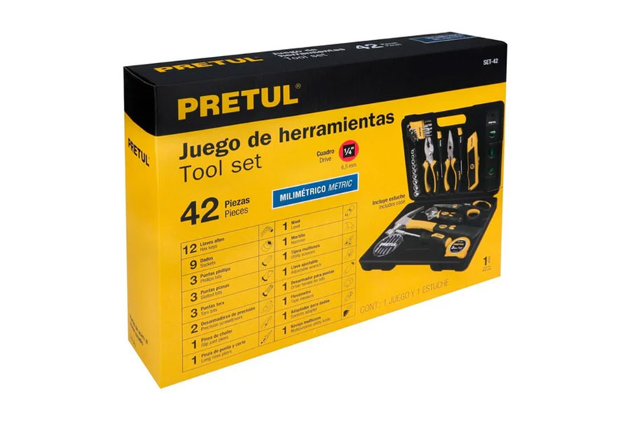 Juego de Herramientas de 42 Piezas, PRETUL