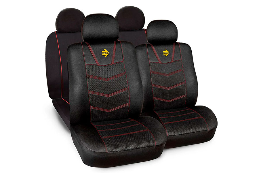 Cobertor de Asiento 023, Negro/Rojo, MOMO
