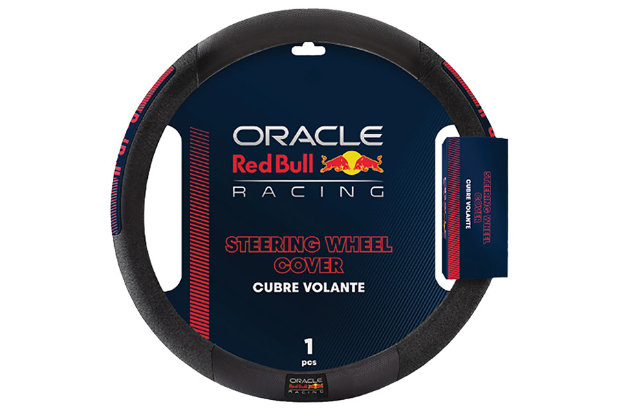 Cobertor de Volante, Negro con Pu&ntilde;os Rojo, RED BULL RACING