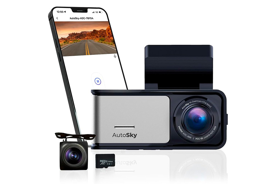 Dash Cam 4K Ultra HD Cámara Delantera y Trasera, AUTOSKY