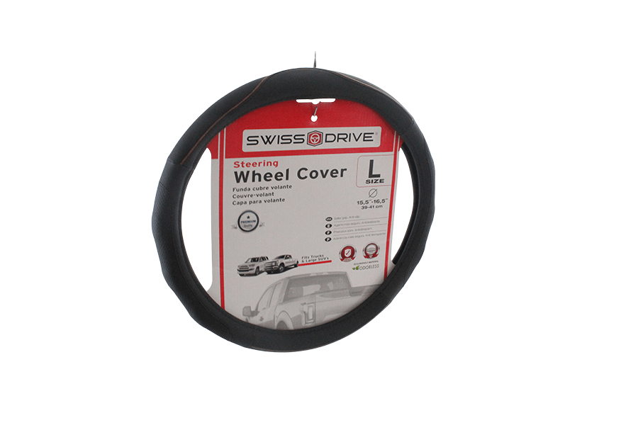 Forro de Volante, Talla L, Negro, SWISS DRIVE