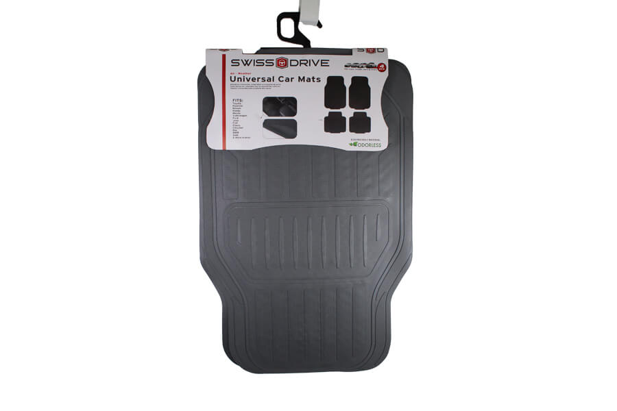 Alfombra Hule Negro 4 piezas, SWISS DRIVE