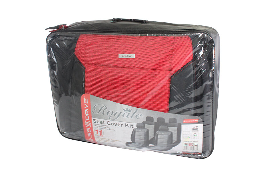 Cobertor de Asiento Royale, Negro/Rojo, 11 Piezas, SWISS DRIVE