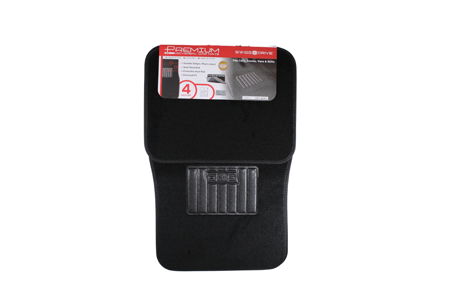 Alfombra Felpa Negro 4 piezas, SWISS DRIVE