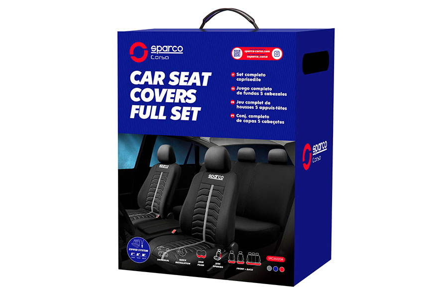 Juego de Cobertor para Asiento, Gris/Negro, SPARCO