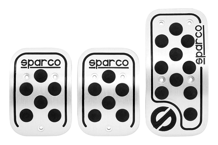 Juego de 3 Pedales Racing Color Plata con Logo Negro, Sparco
